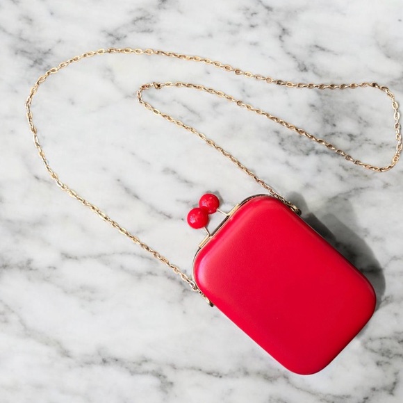 Elizabeth Arden Handbags - Elizabeth Arden Red Clutch with Gold Chain